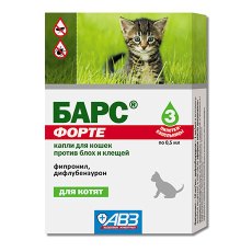 АгроВетЗащита Барс Форте / Капли для Котят против блох и клещей