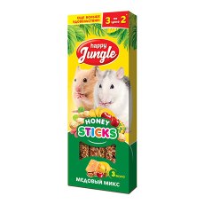 Happy Jungle Honey Sticks / Лакомство Хеппи Джангл для Мелких грызунов Палочки Микс 3 вкуса