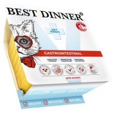 Best Dinner Vet Profi Gastrointestinal / Влажный полнорационный диетический паштет Бест Диннер Ламистеры для кошек с Индейкой при Нарушениях в ЖКТ (Цена за упаковку)