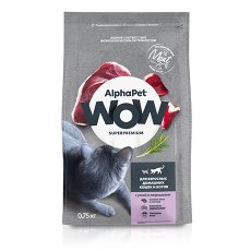 AlphaPet Wow Superpremium / Сухой корм АльфаПет для Домашних кошек Утка потрошки