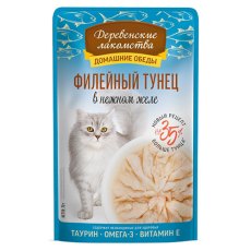 Деревенские лакомства Домашние обеды / Паучи для кошек филейный Тунец в нежном желе (цена за упаковку)