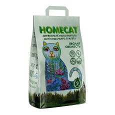 Homecat Лесная свежесть / Древесный наполнитель Хоумкэт для кошачьего туалета Мелкие гранулы