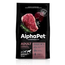 AlphaPet Superpremium / Сухой корм АльфаПет для взрослых собак Крупных пород Говядина потрошки