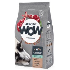AlphaPet Wow Superpremium Sensitive / Сухой корм АльфаПет для собак Средних пород с Чувствительным пищеварением Ягненок бурый рис