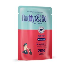 Buddy Sol Premium Adult Beef / Влажный корм Паучи Бадди Сол для взрослых кошек Говядина (цена за упаковку)
