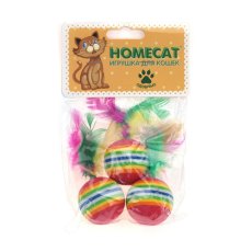Homecat / Игрушка Хоумкэт для кошек Мячи радужные с пером