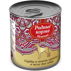 Родные Корма Нежные / Консервы для собак Сердце и Печень Говяжьи в желе (цена за упаковку)