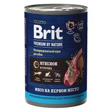 Brit Premium by Nature / Консервы Брит для собак с Чувствительным пищеварением Ягненок с гречкой (цена за упаковку)
