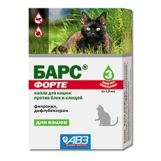АгроВетЗащита Барс Форте / Капли для кошек против блох и клещей