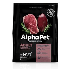 AlphaPet Superpremium / Сухой корм АльфаПет для взрослых собак Средних пород Говядина потрошки