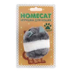 Homecat / Игрушка Хоумкэт для кошек хомяк вибрирующий бело-серый