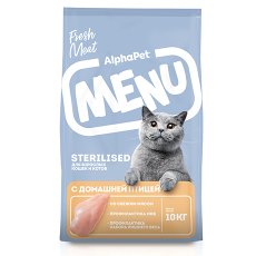 AlphaPet Menu / Сухой корм АльфаПет для взрослых Стерилизованных кошек Домашняя птица