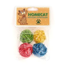 Homecat / Игрушка Хоумкэт для кошек Мячи из ротанга с колокольчиком