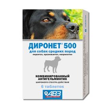 АгроВетЗащита Диронет 500 / Антигельминтный препарат для собак Средних пород