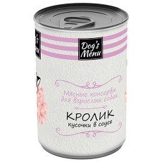 Dogs Menu / Консервы Догс Меню для взрослых собак с Кроликом кусочки в соусе (цена за упаковку)