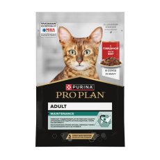 PRO PLAN MAINTENANCE / Влажный корм Паучи ПРО ПЛАН (Поддержание естественной защиты организма) для взрослых кошек кусочки с говядиной в соусе (цена за упаковку)