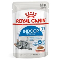 Royal Canin Indoor 7+ Sause / Влажный корм (Консервы-Паучи) Роял Канин Индор для Стерилизованных Пожилых кошек старше 7 лет Живущих в помещении в Соусе (цена за упаковку)