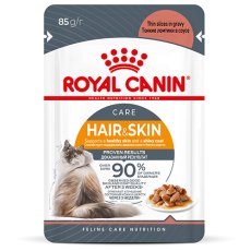 Royal Canin Hair & Skin Care Gravy / Влажный корм (Консервы-Паучи) Роял Канин Хэйр & Скин Кэа для кошек Здоровая кожа и шерсть в Соусе (цена за упаковку)