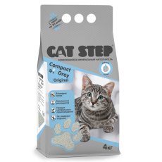 Cat Step Compact Grey Original / Наполнитель Кэт Степ для кошачьего туалета комкующийся Минеральный