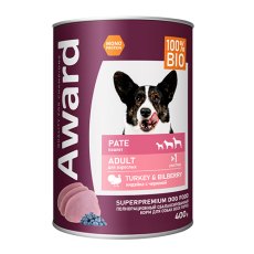 Award Adult / Влажный корм Авард для взрослых собак Паштет из Индейки с черникой (цена за упаковку)