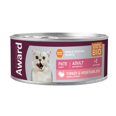 Award Adult / Влажный корм Авард для взрослых кошек Паштет из Индейки с овощами (цена за упаковку)