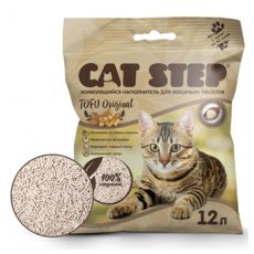 Cat Step Tofu Original / Комкующийся растительный наполнитель Кэт Степ для кошачьего туалета