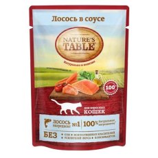 Natures Table / Паучи Нейчерс Тейбл для взрослых кошек Лосось в соусе (цена за упаковку)