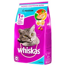 Whiskas / Сухой корм Вискас для взрослых кошек подушечки-паштет с Лососем