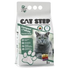 Cat Step Compact White French Soap / Наполнитель Кэт Степ для кошачьего туалета комкующийся Минеральный с ароматом Французского мыла