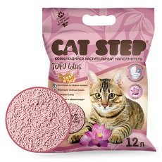 Cat Step Tofu Lotus / Комкующийся растительный наполнитель Кэт Степ для кошачьего туалета с ароматом Лотоса