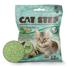 Cat Step Tofu Green Tea / Комкующийся растительный наполнитель Кэт Степ для кошачьего туалета Зеленый чай