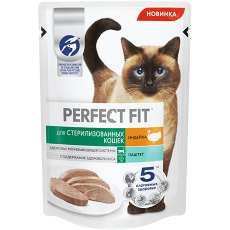 Perfect Fit / Паучи Перфект Фит для Стерилизованных кошек Паштет Индейка (цена за упаковку)