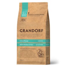 Grandorf Holistic & Hypoallergenic Adult Medium Maxi Probiotic 4 meat / Сухой корм Грандорф Низкозерновой с Живыми Пробиотиками для собак Средних и Крупных пород 4 вида Мяса