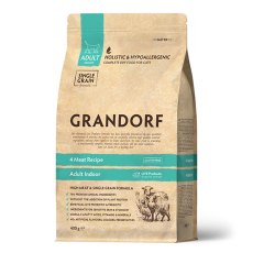 Grandorf Holistic & Hypoallergenic Indoor Probiotic 4 meat / Сухой корм Грандорф Низкозерновой с Живыми Пробиотиками для Домашних кошек 4 вида Мяса