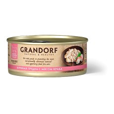 Grandorf Holistic & Hypoallergenic / Консервы Грандорф для кошек Куриная грудка с мясом Краба (цена за упаковку)