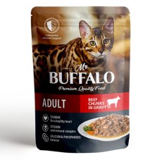 Mr.Buffalo Adult Beef / Паучи Мистер Бафало для взрослых кошек Говядина в соусе (цена за упаковку)