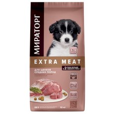 Мираторг Extra Meat / Сухой корм для Щенков Cредних пород в возрасте от 3 до 12 месяцев c нежной Телятиной