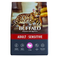 Mr.Buffalo Adult Sensitive / Сухой корм Мистер Бафало для кошек с Чувствительным пищеварением Индейка