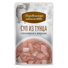 Деревенские лакомства / Суп для кошек из Тунца с кальмаром и макрелью (цена за упаковку)