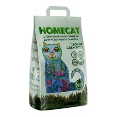 Homecat Лесная свежесть / Древесный наполнитель Хоумкэт для кошачьего туалета Мелкие гранулы