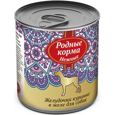 Родные Корма Нежные / Консервы для собак Желудочки Куриные в желе (цена за упаковку)