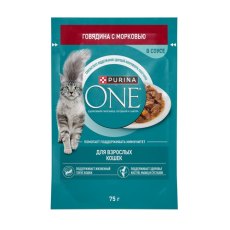 PURINA ONE ADULT / Влажный корм Паучи Пурина УАН для взрослых кошек с говядиной (цена за упаковку)