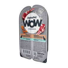 AlphaPet Wow Superpremium / Влажный корм Ламистеры АльфаПет для собак с Чувствительным пищеварением Ягненок и тушеная морковь (цена за упаковку)
