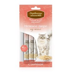 Деревенские лакомства / Рыбный десерт для кошек Нежное пюре из Лосося