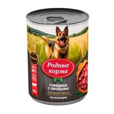 Родные Корма / Консервы для собак Говядина с овощами по-Казацки (цена за упаковку)
