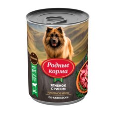 Родные Корма / Консервы для собак Ягненок с рисом по-Кавказски (цена за упаковку)