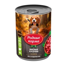 Родные Корма / Консервы для собак Мясные кусочки в соусе по-Суздальски (цена за упаковку)