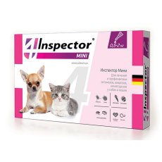 Inspector Мини / Капли Инспектор от Внешних и Внутренних паразитов для кошек и собак весом от 0,5 до 2 кг