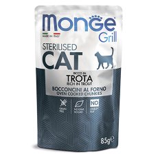 Monge Grill buste Sterilized trota / Влажный корм Паучи Монж для Стерилизованных кошек Итальянская форель (цена за упаковку)