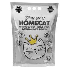 Homecat Silver series / Комкующийся наполнитель Хоумкэт премиум для кошачьего туалета